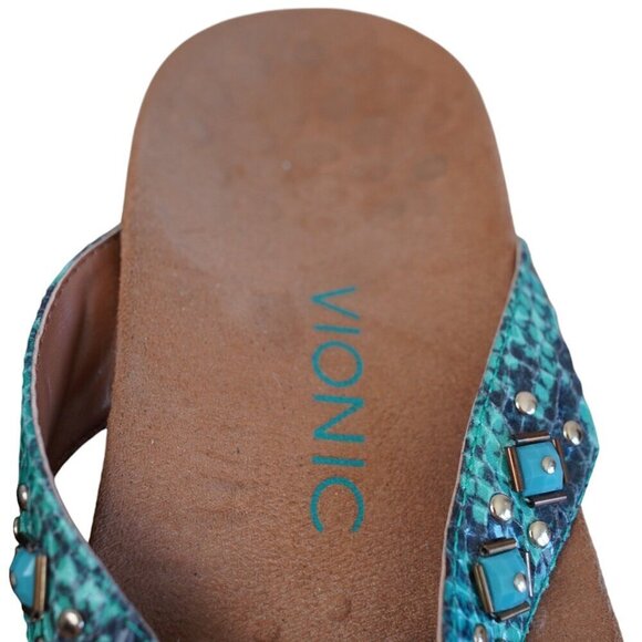 Vionic Rest‎ Floriana Toe-Post Sandal - Teal Snake Size 7 - Picture 3 of 6